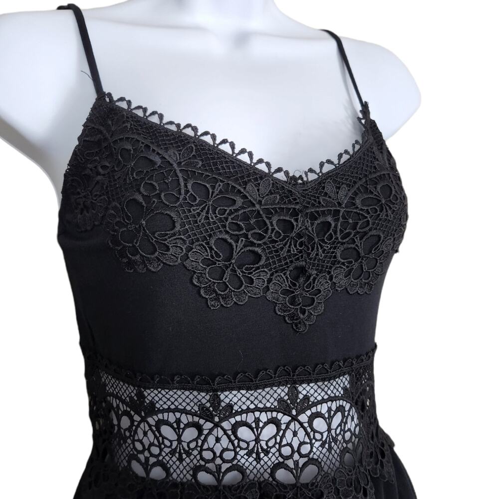 TopShop Black Lace Crochet Insert Sundress Size 4 - Picture 4 of 10